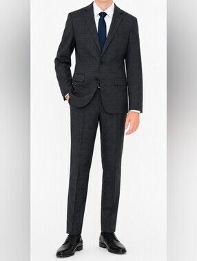 Marc New York Andrew Marc Boys Skinny Black Plaid Suit